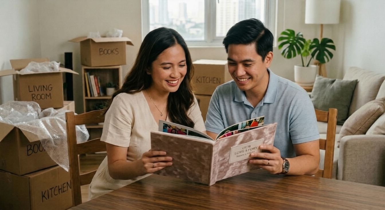 Filipino wedding couple with their custom wedding photo book
